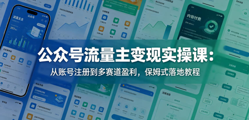 公众号流量主变现实操课：从账号注册到多赛道盈利，保姆式落地教程网赚项目-副业赚钱-互联网创业-资源整合行知网