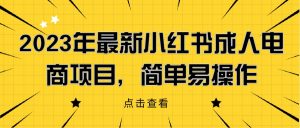 2023年最新小红书成人电商项目,简单易操作【详细教程】网赚项目-副业赚钱-互联网创业-资源整合行知网