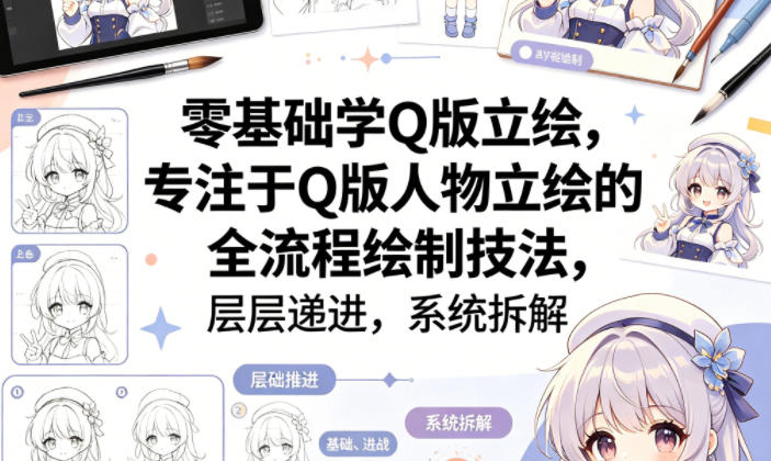 零基础学Q版立绘,专注于Q版人物立绘的全流程绘制技法,层层递进,系统拆解网赚项目-副业赚钱-互联网创业-资源整合行知网