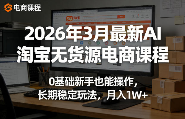 2026年3月最新AI淘宝无货源电商课程,0基础新手也能操作,长期稳定玩法,月入1W+(更新0415)网赚项目-副业赚钱-互联网创业-资源整合行知网