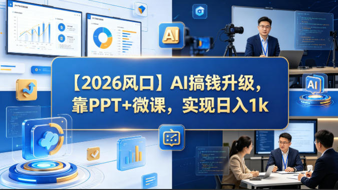 【2026风口】AI搞钱升级,靠PPT+微课,实现日入1k网赚项目-副业赚钱-互联网创业-资源整合行知网