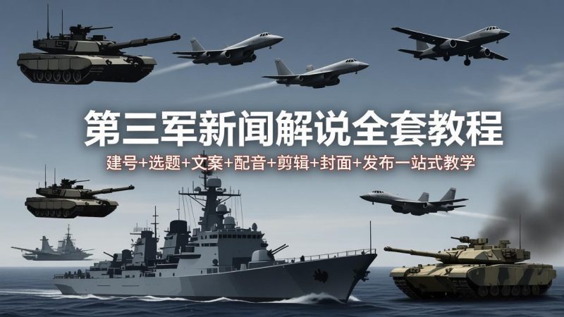 (18081期)第三军迷新闻解说全套教程:建号+选题+文案+配音+剪辑+封面+发布一站式教学网赚项目-副业赚钱-互联网创业-资源整合行知网