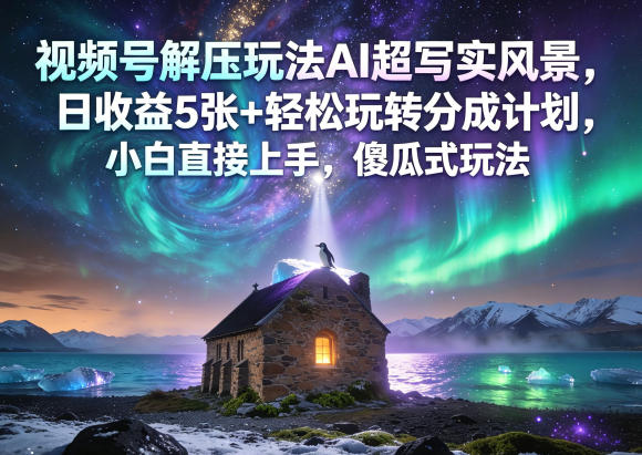 视频号解压玩法AI超写实风景,日收益5张+轻松玩转分成计划,小白直接上手,傻瓜式玩法网赚项目-副业赚钱-互联网创业-资源整合行知网