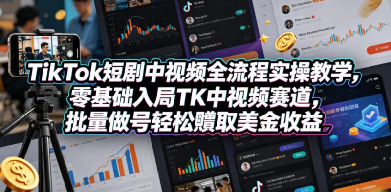 TikTok短剧中视频全流程实操教学,零基础入局TK中视频赛道,批量做号轻松賺取美金收益网赚项目-副业赚钱-互联网创业-资源整合行知网