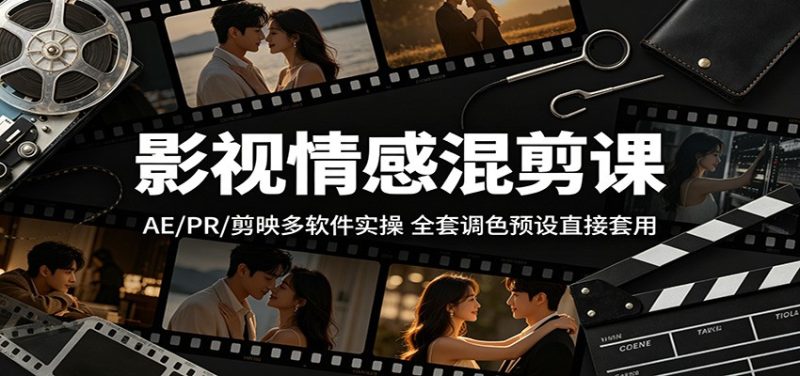 影视情感混剪课:AE/PR/剪映多软件实操,全套调色预设直接套用网赚项目-副业赚钱-互联网创业-资源整合行知网