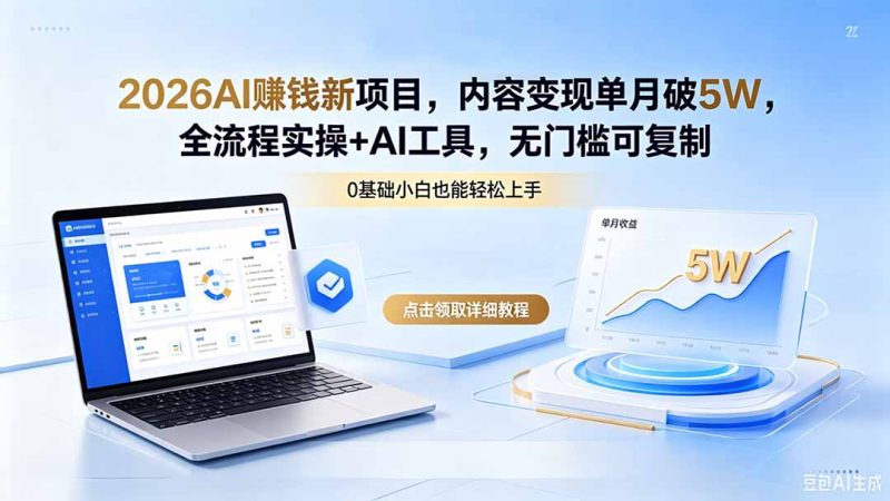 (18476期)2026AI赚钱新项目,内容变现单月破5W,全流程实操+AI工具,无门槛可复制网赚项目-副业赚钱-互联网创业-资源整合行知网