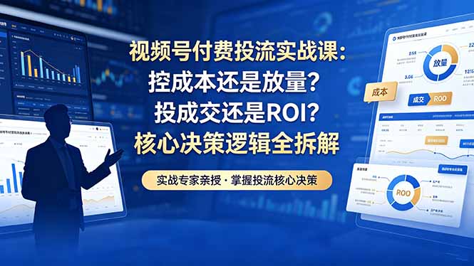 (18462期)视频号付费投流实战课-5月:控成本还是放量?投成交还是ROI?核心决策逻辑全拆解网赚项目-副业赚钱-互联网创业-资源整合行知网