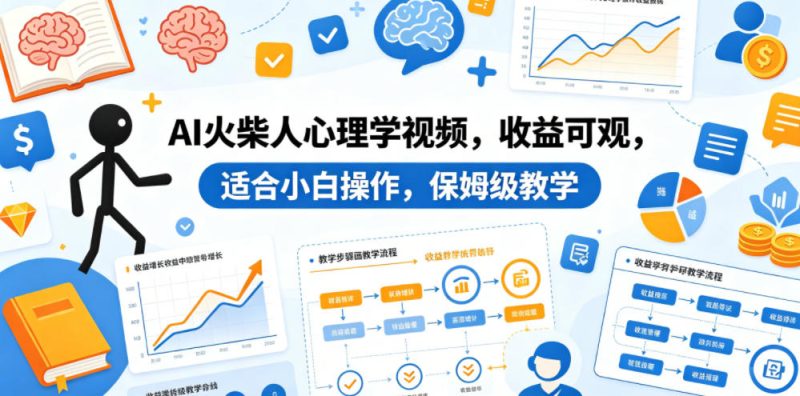 AI火柴人心理学视频,收益可观,适合小白操作,保姆级教学网赚项目-副业赚钱-互联网创业-资源整合行知网